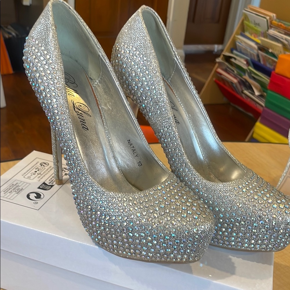 Silver Rhinestone Women's Heels